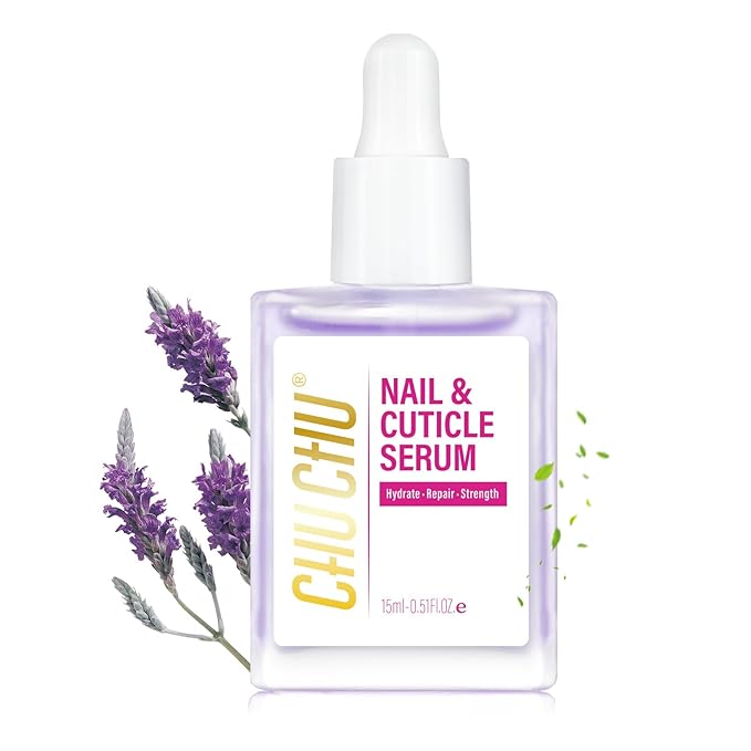 CHUCHU Nail Growth Serum for Summer: 15ML Lavender Organic Nail Oil with Vitamin B & E - Moisturizes Repairs and Promotes Nail Growth - Prevents Dryness Hangnails Non-Greasy