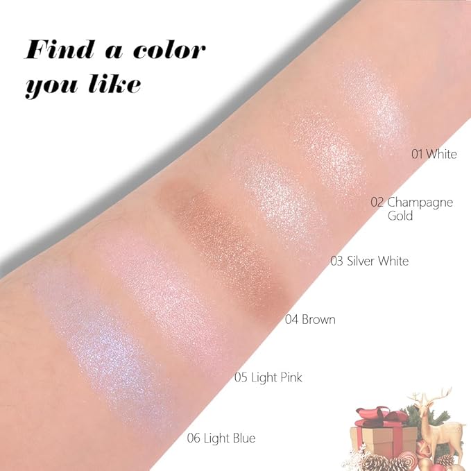 Silver White Cream Sparkle Glitter Shimmer Eyeshadow Palette Makeup for Women, Silver White Buttery Cream Powder Highlighter Vegan, de sombras de ojos, Built-in Mirror & Brush 03