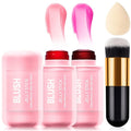 2 Pcs Jelly Blush Contour Stick for Cheeks Eyes Lips Lightweight Dewy Finish Blush Stick Waterproof Long Lasting Contour Trio Wand Face Makeup Set for Wome (2PCSA（1+4）)