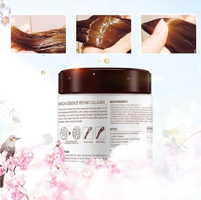 Deep Repair Conditioning Argan Oil Collagen Hair Mask Essence for Dry Damaged Collagen Hair Treatment All Hair Types 16.90 oz 500ml