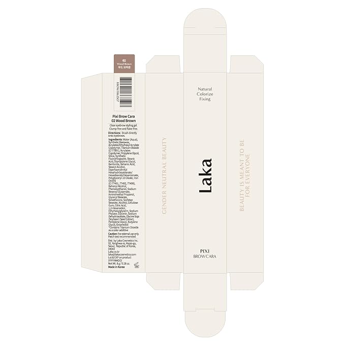 Laka Pixi Eyebrow Mascara 8g/0.28oz., Eyebrow Gel to Fix and Shape Brows, Clump-Free, Brow Fixer with Slim Precision Brush, Vegan, K-Beauty (03 Chestnut)