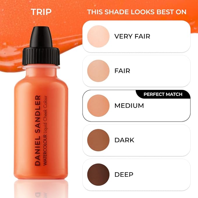 Daniel Sandler Watercolor Liquid Blush — Buildable, Blendable & Long-Lasting Liquid Blush for Cheeks, Lips, & Eyes — Lightweight & Water Resistant — For All Skin Types — Trip