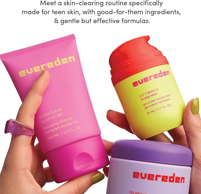 Evereden Toner Pads for Teens - Water-Based Face Toner Pads | Green Tea, Chamomile, White Tea | Oily and Pimple-Prone Skin, Clog-Free Pores, Clean and Vegan | for Teens and Tweens 10-12 and Beyond