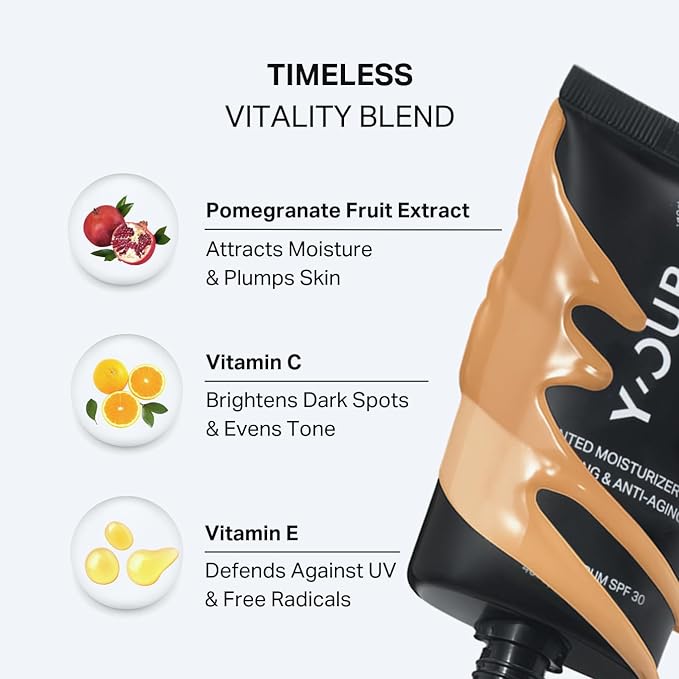 Y'OUR Tinted Moisturizer SPF 30: Anti-Aging Face Sunscreen & Hydrating BB Cream. Sheer Buildable Color Correcting Coverage. Dewy, Oil-Free for Mature, Dry & Oily Skin, 1.35 oz (Light). Mothers Day