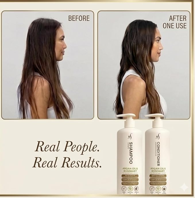 HerStyler Argan Oil Shampoo & Conditioner Set – Hydrating & Moisturizing for Dry, Damaged Hair – With Argan, Rosemary & Aloe – For Men & Women – 33.8 Fl Oz Each
