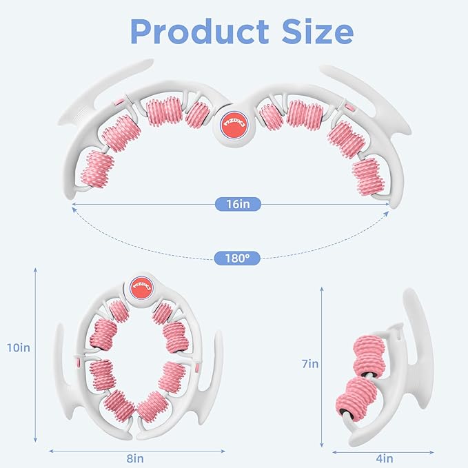 Cellulite Massage Tool, Anti-Cellulite Roller - Lymphatic Drainage Massager - Muscle Roller, Deep Fascia Massage, Dimpled Skin Removal, Legs/Thighs/Buttocks, Smooth Skin (14 Wheel - Pink)