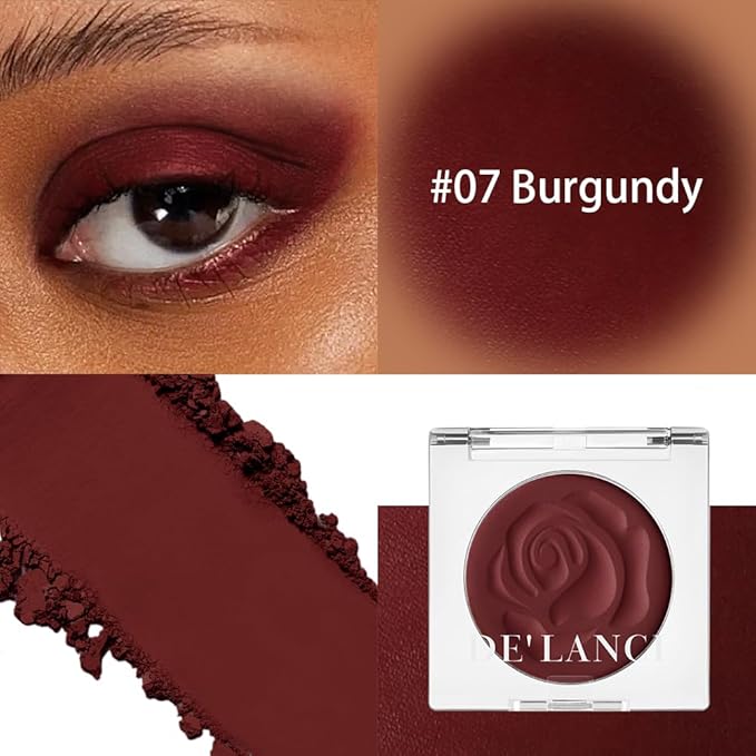 Burgundy Eyeshadow Single Palette with Applicator – Elegant Matte Red Shades for Timeless and Sophisticated Makeup Looks High-Pigment, Long-Lasting, Waterproof Formula - 07