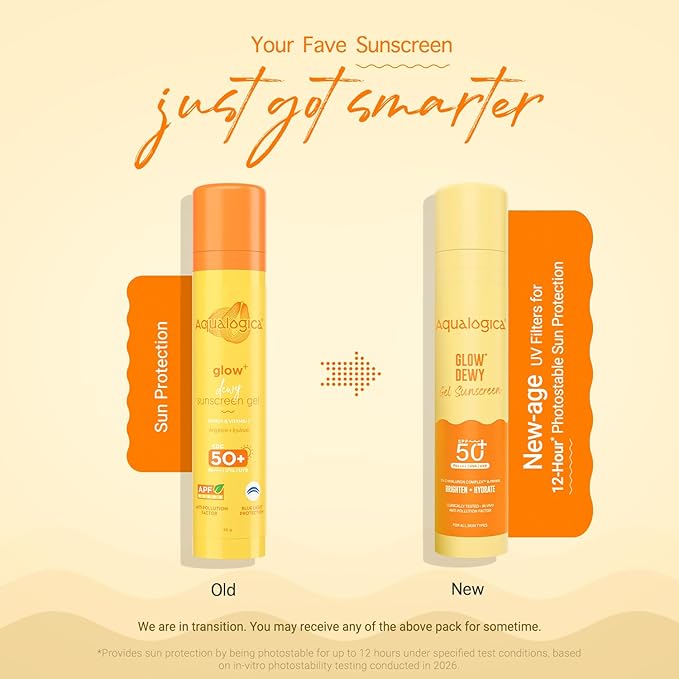 Aqualogica Glow+ Dewy Face Sunscreen with SPF 50+ & PA+++ | Blue Light Protection & No White Cast | Helps Give Glowing Skin with Papaya & Vitamin C | 1.76 Oz/50g