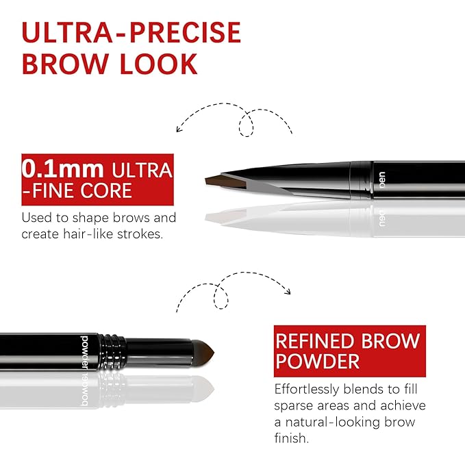 Browcharm Microblading Eyebrow Pencil,0.1mm Ultra-Fine Tip,3-in-1 Waterproof Eyebrow Pencil,with Eyebrow Powder&Eyebrow Brush,Hair-Like Strokes,Shapes,Fills Brow Makeup (02 Light Grey)