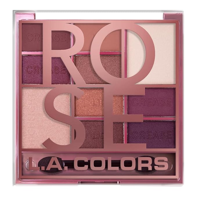 L.A. COLORS Color Block 10 Color Eyeshadow Palette, Rose CES136