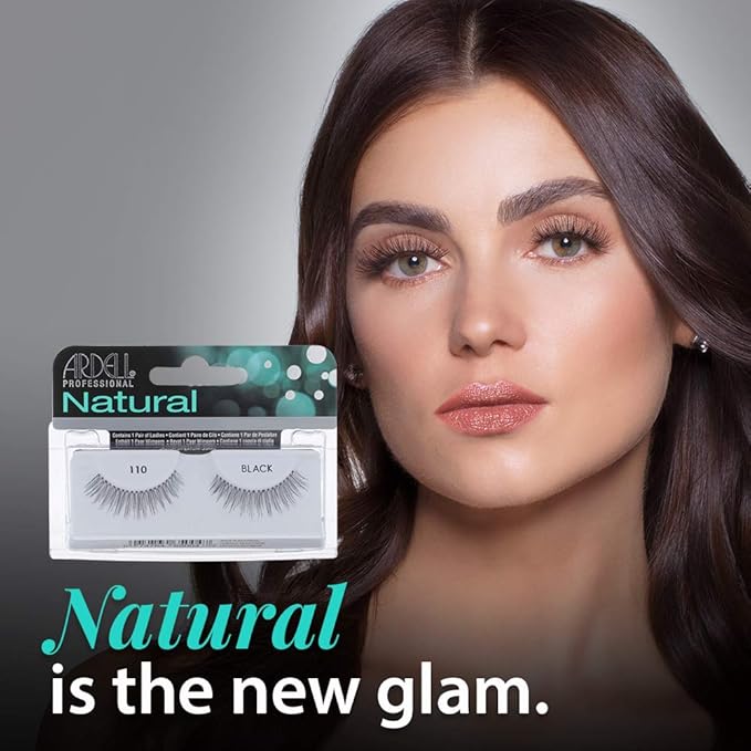 Ardell Natural Lashes 110 - Black, False Eyelashes, Soft & Lightweight, Reusable Strip Lashes for Everyday Wear, 4 Pack