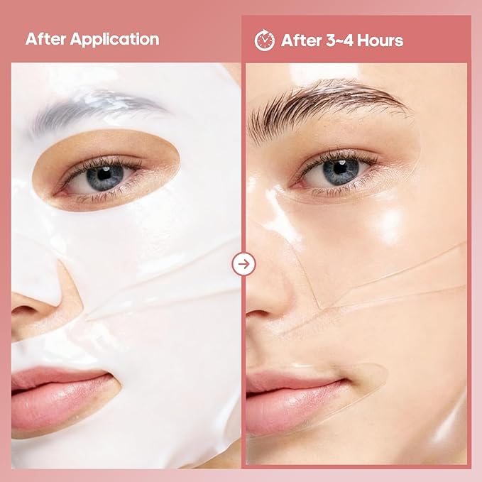 Collagen Face Mask Skincare, Hydrating & Firming Hydrogel Face Masks, Elasticity Boosting Collagen Mask for All Skin Types, Skin Care Essentials 34g x 4 Sheets