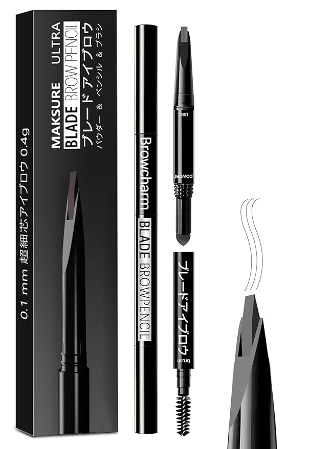 Browcharm Microblading Eyebrow Pencil,0.1mm Ultra-Fine Tip,3-in-1 Waterproof Eyebrow Pencil,with Eyebrow Powder&Eyebrow Brush,Hair-Like Strokes,Shapes,Fills Brow Makeup (02 Light Grey)