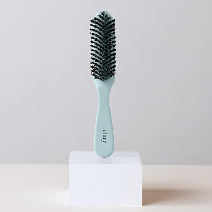 Diane Nylon Reinforced Boar Bristle Curved Smoothing Hair Brush for Frizz & Flyaways, Hairbrush For Hair Edges and Taming Baby Hairs, Glossy Finish on Ponytails, Buns and Updos, Hairbrush for Women