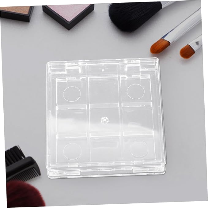 Ipetboom Empty Makeup Palette Depotting Cases - 2pcs 9-Grid Empty Clear Blush Lipstick Box - Portable Makeup Organizer Storage Cases Highlighters Sample Eye Shadow Bracket Travel