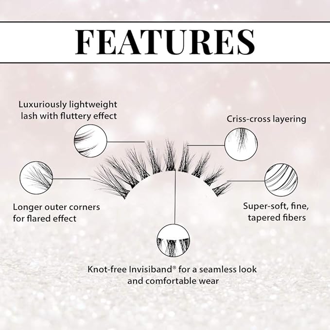 Ardell Faux Mink Lashes 814 Black - Natural False Eyelashes, Reusable Strip Lashes for Seamless, Flawless Look, 4 Pack