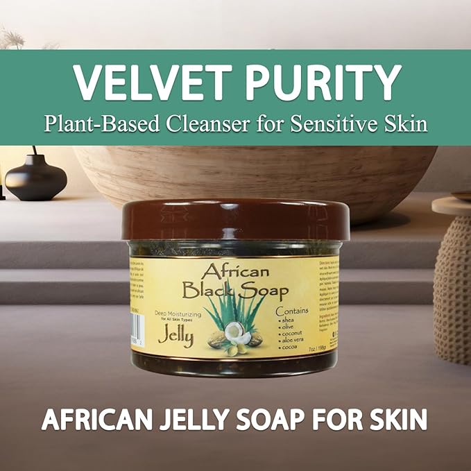 OKAY African Black Soap Jelly Antiseptic Wash – Acne & Blemish Cleanser for Face & Body, Helps with Dark Spots & Uneven Skin Tone, Sulfate, Silicone & Paraben Free, For All Skin Types, 7oz / 198g