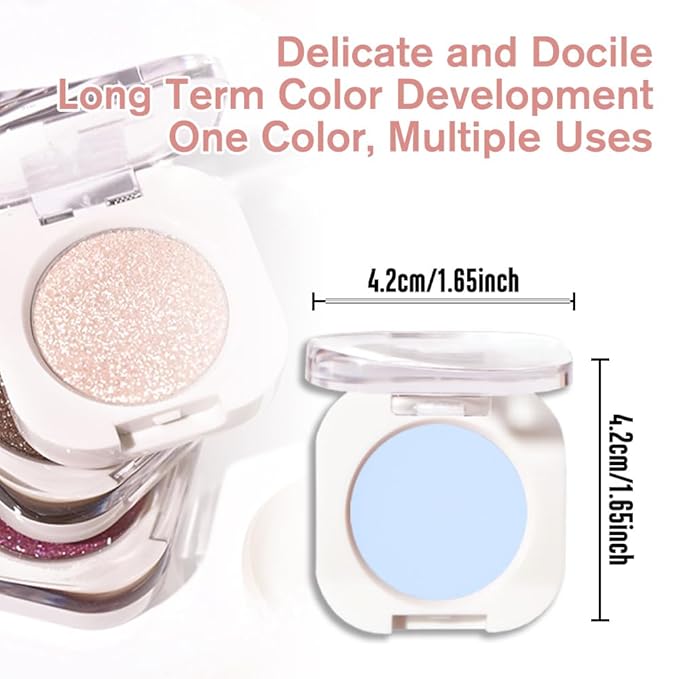 WanTuoluo Light Blue Matte Eyeshadow Palette for Women, Single Monochrome Eye Shadow Makeup, Shiny Pressed Powder, Blendable Natural sombras para ojos, Holographic,Vegan,Travel -22