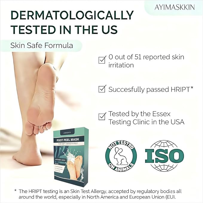 Peeling Foot Mask 5 Pack | Lavender Extract Foot Peel for Dead Skin Removal & Heel Repair | Dermatologically Tested