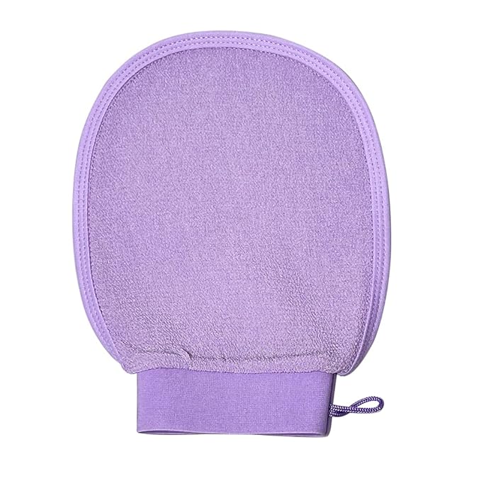 Exfoliating Glove for Body Shower Scrubber Exfoliator Dead Skin Remover Korean Kessa Glove Reusable,Natural Purple(1 Pack)