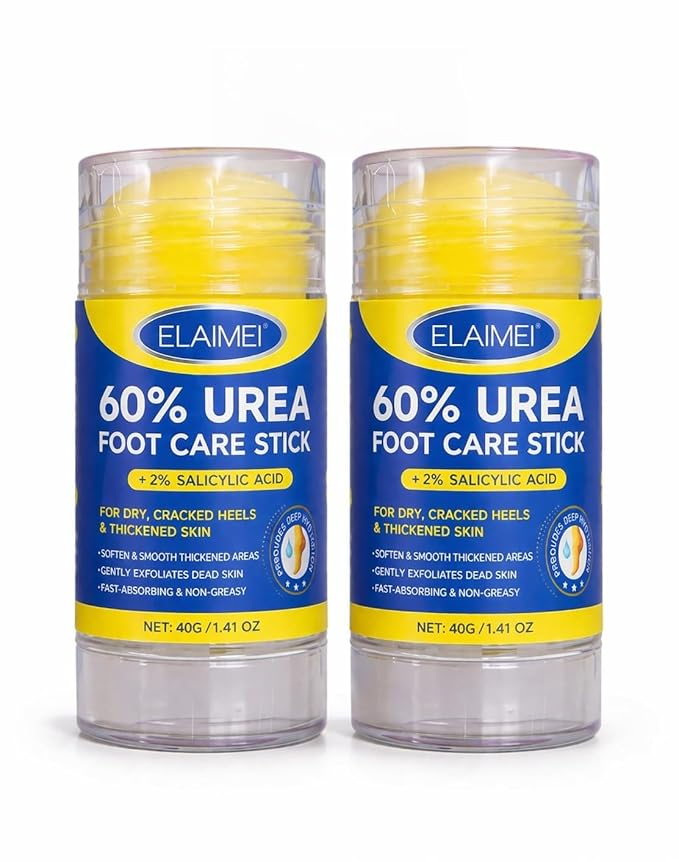 60% Urea Cream Stick with 2% Salicylic Acid, Maximum Strength Foot Cream for Dry Cracked Heels, Callus and Dead Skin Remover, Fast Absorbing, 1.4 oz, (1.41 oz pack of 2)