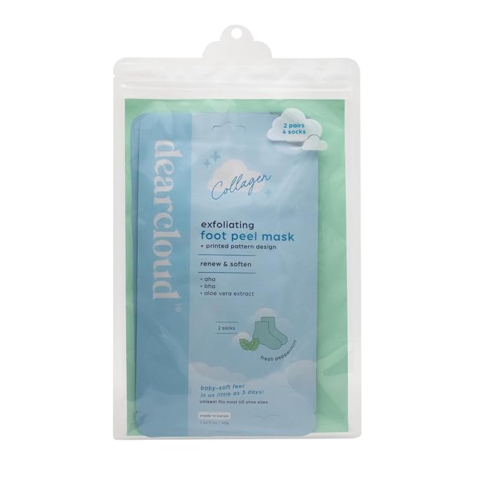 dearcloud Exfoliating Foot Peel Mask – Nourishing, Fresh Peppermint Foot Mask for Dry Cracked Feet (2 pack)