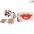 Flower Knows Little Angel Cream Blush and Butterfly Cloud Collar Glossy Lipstick Set,Buildable & Blendable Dewy Makeup,Soft Long-Lasting Cute Make Up(Blush 04 Rose Ashes + Lipstick C08 Sunset Clouds)