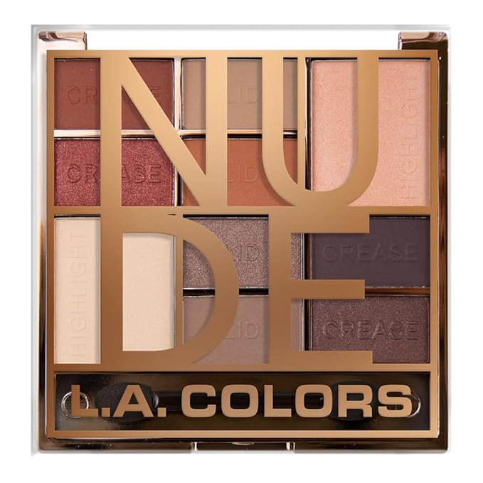 L.A. COLORS Color Block 10 Color Eyeshadow Palette, Nude CES135A