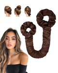 BONNET QUEEN Satin Heatless Hair Curler, Overnight Curls for Long Hair, Ultra Soft Daily Use of Hair Accessories & 2 Scrunchies, Damage-Free Styling, Soft Hair Curlers for Overnight, Brown