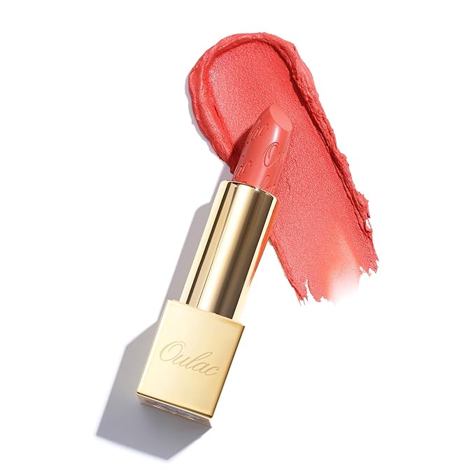 Oulac Coral Matte Lipstick with Glow Metallic Finish - Vegan Lipstick for Women, Creamy Texture, Hydrating Clean Beauty Formula, High-End Magnetic Hook Design, GM12 Celestial