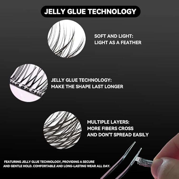 Glue-Free Wispy Lash Clusters Kit, 80 Pcs Individual Eyelash Clusters (10-18mm C Curl)- DIY Lash Extension Kit with Eyelashes Tweezers, Natural Fluffy Fake Lashes for Home Use, Beginners Friendly