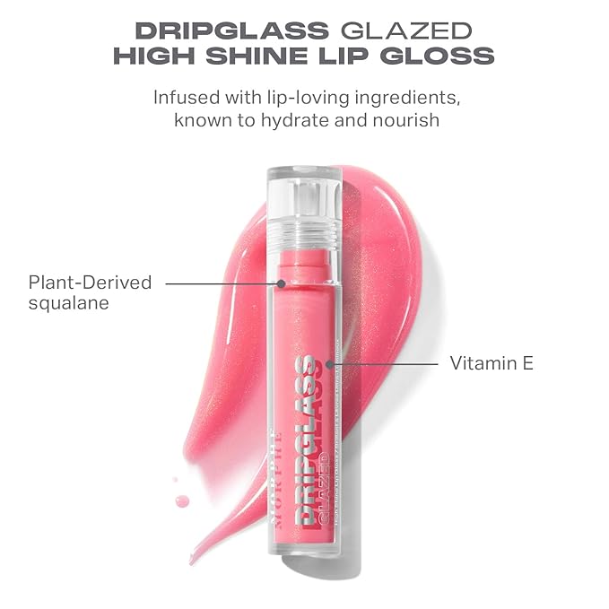 MORPHE Dripglass High Shine Lip Gloss - Semi-Sheer or Full Coverage Lip Color with Glass-Like Shine and Nonsticky Finish - Infused With Squalane & Vitamin E - Pink Mirror (0.13 Fl Oz)