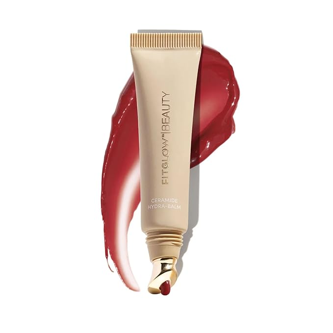 Fitglow Beauty Ceramide Hydra-Balm Lip Gloss | Hydrating Lip Serum with Peptides & Glutathione | Plumping & Anti-Aging Lip Skincare | Dry & Chapped Lip Repair | Vegan & Cruelty-Free | 12g - Pinot