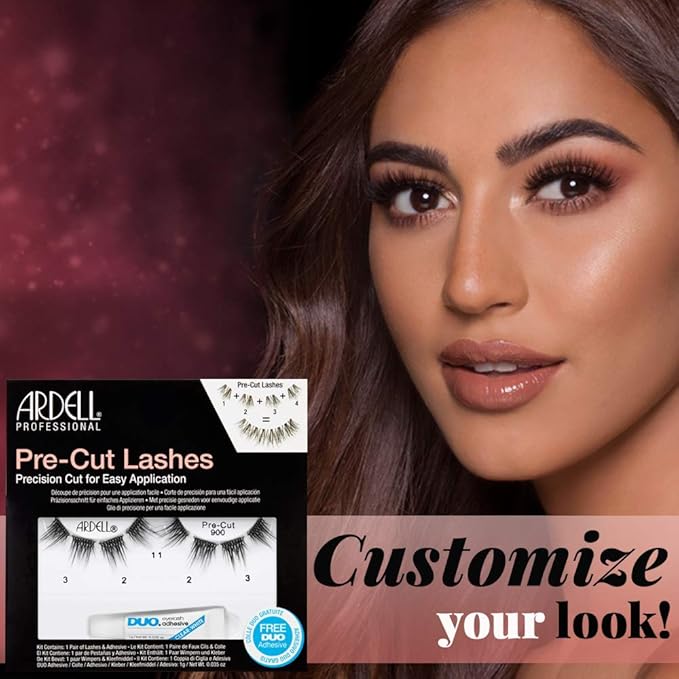 Ardell Pre-Cut False Lashes 900 with Free Duo Adhesive, 4 Packs