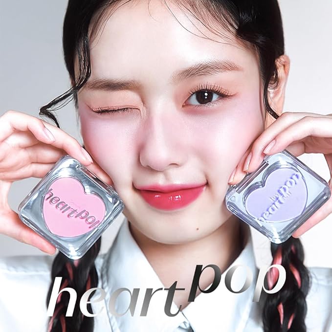 ETUDE Heart Pop Blush, Warm Sunset Cheek Color, Radiant Glow & Glossy Finish, Blendable Formula, Compact 0.2 oz – Super Sunset