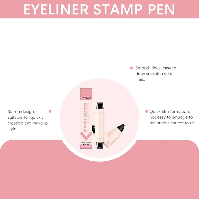 Rotating Eyeliner Stamp Pen, 2026 New Foldable Winged Gel Set for Perfect Cat Eye, Waterproof Smudge-Proof Quick Dry Wingliner Wing Eyeliner Stamp for Beginners(2PC)