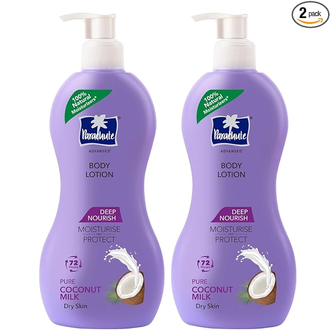 Parachute Advansed Deep Nourish Body Lotion with Pure Coconut Milk for Women & Men, Restore Dry Skin, 100% Natural, 72h Moisturization, 13.5 Fl.oz. (Pack of 2)