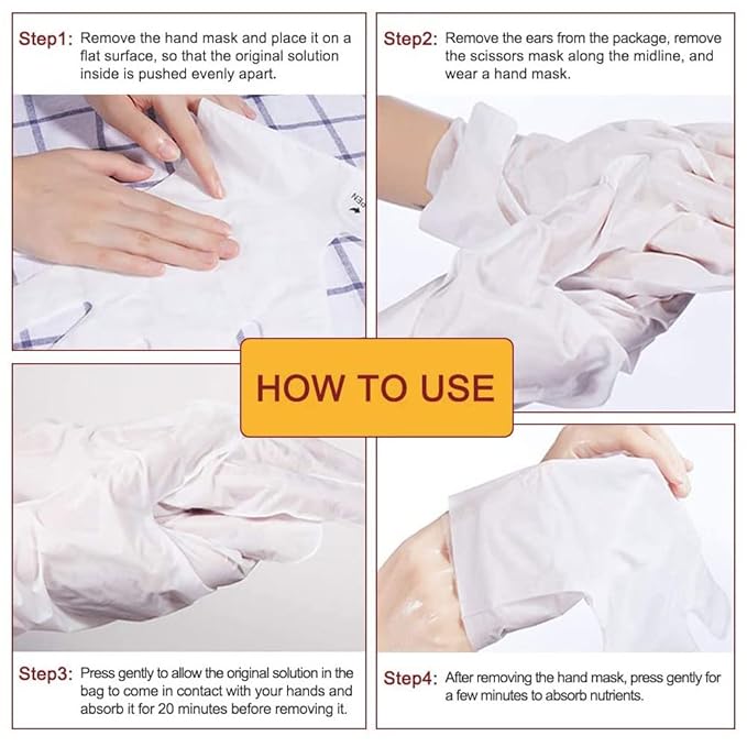 CGBOOM 3 Pairs Hand Masks Moisturizing Gloves, Hand Skin Repair Renew Mask Infused Collagen, Vitamins + Natural Plant Extracts for Dry, Aging, Cracked Hands (Honey and Milk)