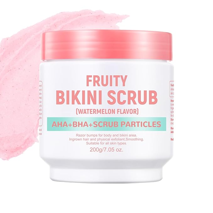 Bikini Area Exfoliator with Watermelon,Ingrown Hair & Razor Bump Scrub for Bikini,Underarm & Inner Thigh – Skin Smoothing, Moisturizing,Body Scrub For All the Skin (7.05oz)