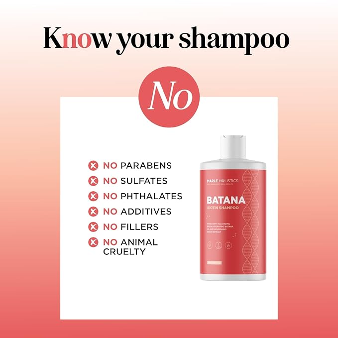 Biotin & Batana Oil Shampoo for Thinning Hair - Volumizing Shampoo for Fine Hair with Onion B Vitamins Rosemary Argan & Tea Tree Oils - Paraben Silicone and Sulfate Free Vegan Formula (16 Fl Oz)