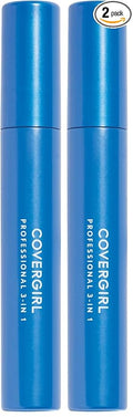 CoverGirl Professional 3-in-1 Straight Brush Mascara, 210 Black Brown, 0.3 Ounce (Pack of 2)