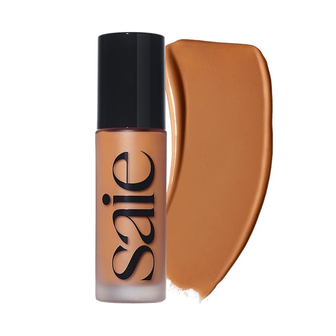 Saie Glowy Super Skin Tint Liquid Foundation - Weightless + Dewy Foundation with Lightweight Medium Coverage - Hydrating Face Makeup + Skin Care Serum Hybrid with Hyaluronic Acid - Shade 26 (1.01 oz)