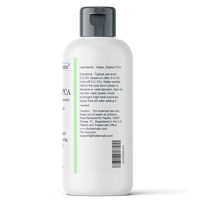 Sodium PCA Cosmetic Grade for Skin Care Formulating, Natural Moisturizing Factor (NMF) Humectant, Boosts Hydration & Barrier Feel, For Serums, Creams, Lotions, Toners, Masks & Hair Care