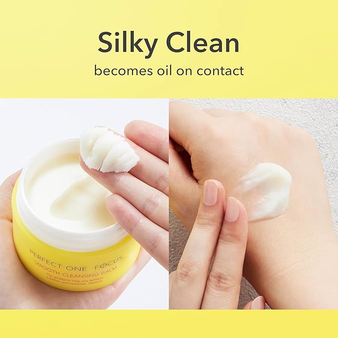 PERFECT ONE FOCUS Smooth Cleansing Balm Makeup Remover–Gentle Face Cleanser Makeup Cleansing Balm that Melts Away Makeup, Deep Pore Cleanser–Moisturizing Face Balm for All Skin Types, 2-Pack 75g x 2)