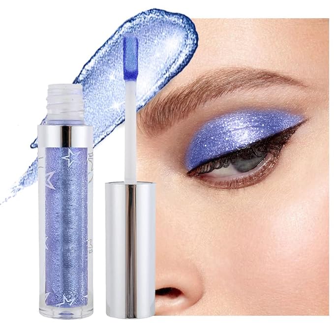Glitter Liquid Eyeshadow, Metallic Glitter Shimmer Sparkling Eye Shadow, Long Lasting Waterproof High Pigments Sparkling Makeup Kit for Eyes, Metals Gloss Eyeliner Pen