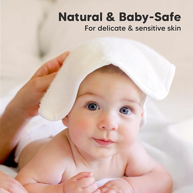 6-Pack Baby Washcloths – Soft Absorbent Viscose from Bamboo Washcloths for Face, Body, Baby Towels for Newborn, Kids, Toddlers, Infant, Gentle on Sensitive Skin, 10x10 Reusable Face Towels (White/Sky)