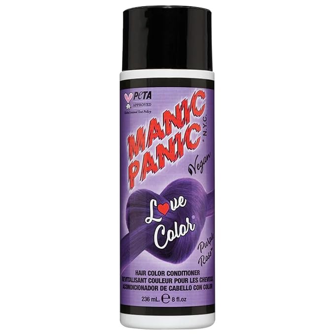 MANIC PANIC Medium Deep Violet Color Depositing Conditioner - Love Color Hair Conditioner Keeps Hair Vibrant, Nourished & Refreshed - Formulated with Shea Butter & Quinoa - Purple Rose (8oz)