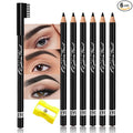 WanTuoluo Eyebrow Pencils for Women with Sharpener, 6Pcs Hard-Core Wooden Eye Brow Eye Liner Pencils for Beginner Makeup, Waterproof & Sweat-Proof (6Pcs-Black)