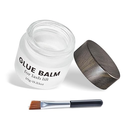 Libeauty Salon Choice Lash Lift Glue Balm, Super Sticky for Brow Lamination and Eyelash Perm, Gentle Fragrance, Water Soluble, Brush Included, Clear Coconut