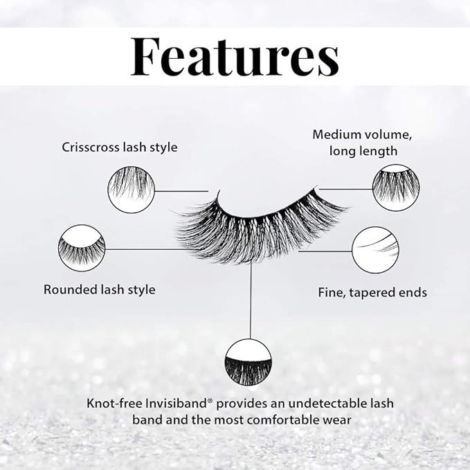Ardell 3D False Eyelashes Faux Mink Lashes 853 - Fluffy Volume Strip Wispy Lashes Natural with Invisiband 4 Pairs